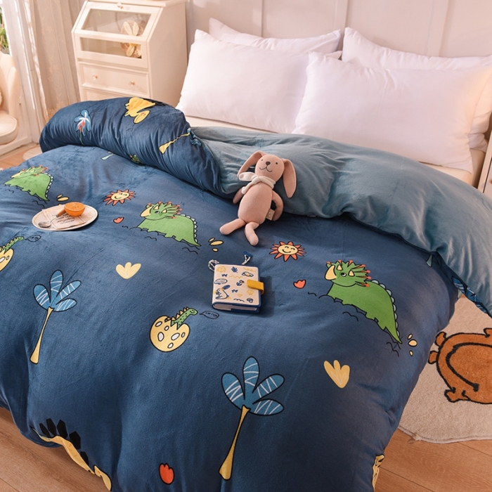 91家纺网 家纺一手货源 找家纺 甜之梦 2025新款水晶绒单品被套 呆萌恐龙