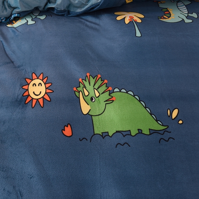 91家纺网 家纺一手货源 找家纺 甜之梦 2025新款水晶绒单品被套 呆萌恐龙