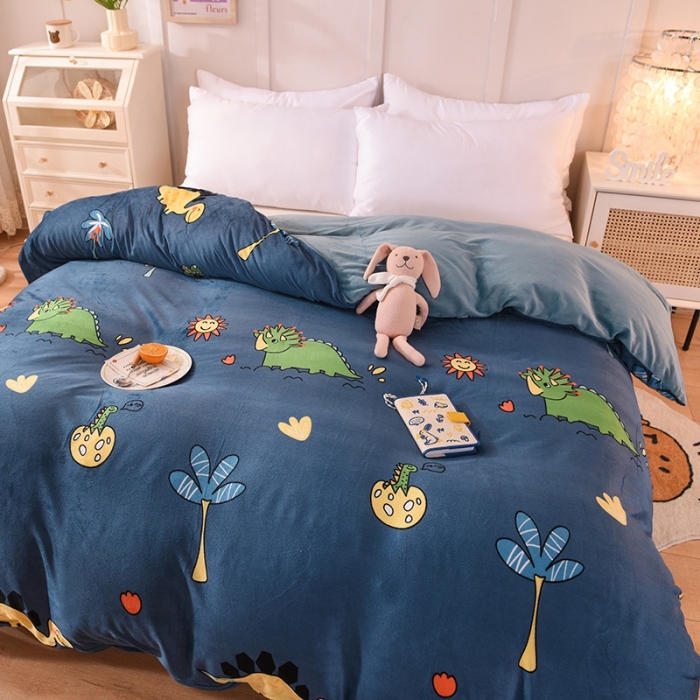 91家纺网 家纺一手货源 找家纺 甜之梦 2025新款水晶绒单品被套 呆萌恐龙