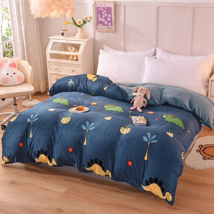 91家纺网 家纺一手货源 找家纺 甜之梦 2025新款水晶绒单品被套 呆萌恐龙