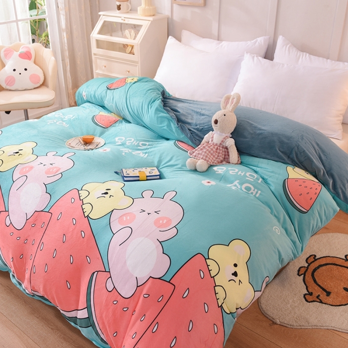 91家纺网 家纺一手货源 找家纺 甜之梦 2025新款水晶绒单品被套 西瓜熊