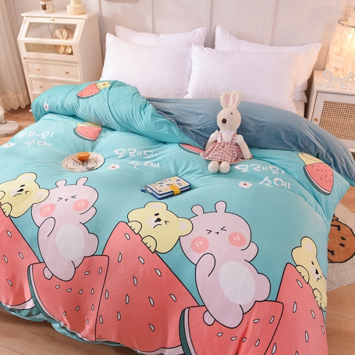 91家纺网 家纺一手货源 找家纺 甜之梦 2025新款水晶绒单品被套 西瓜熊