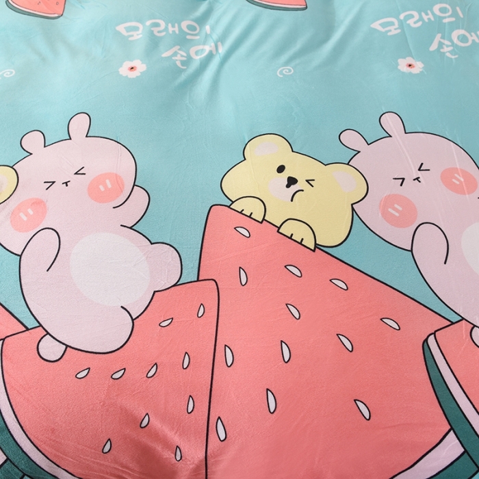 91家纺网 家纺一手货源 找家纺 甜之梦 2025新款水晶绒单品被套 西瓜熊