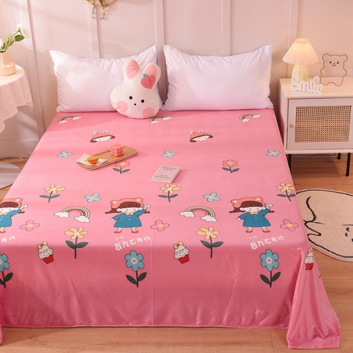 91家纺网 家纺一手货源 找家纺 甜之梦 2025新款水晶绒单品床单 彩虹女孩