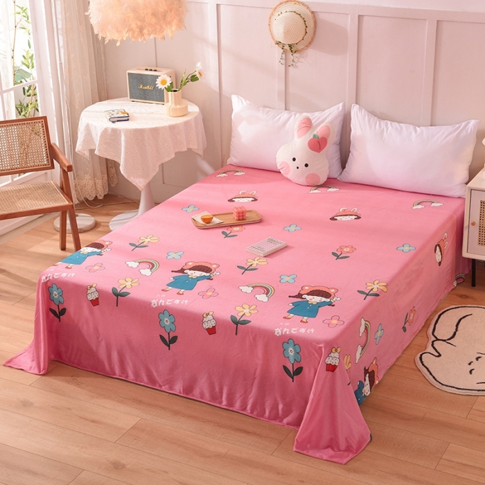 91家纺网 家纺一手货源 找家纺 甜之梦 2025新款水晶绒单品床单 彩虹女孩