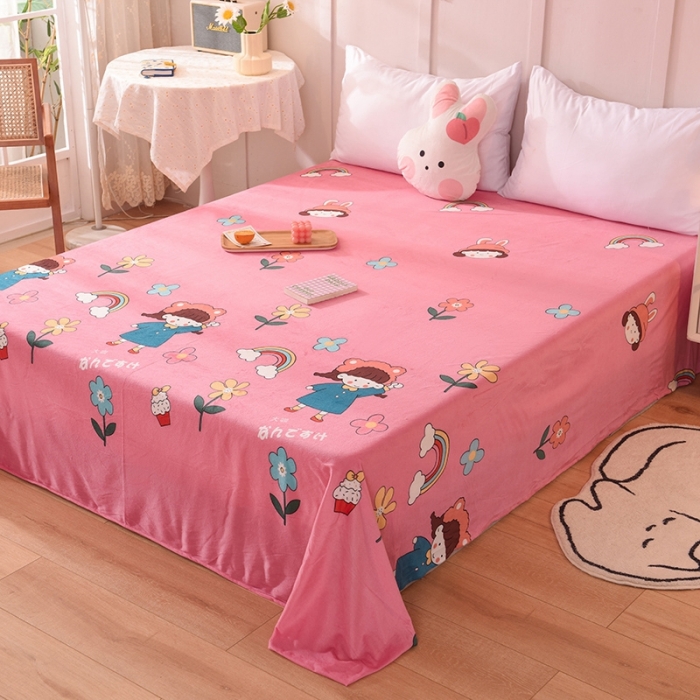 91家纺网 家纺一手货源 找家纺 甜之梦 2025新款水晶绒单品床单 彩虹女孩