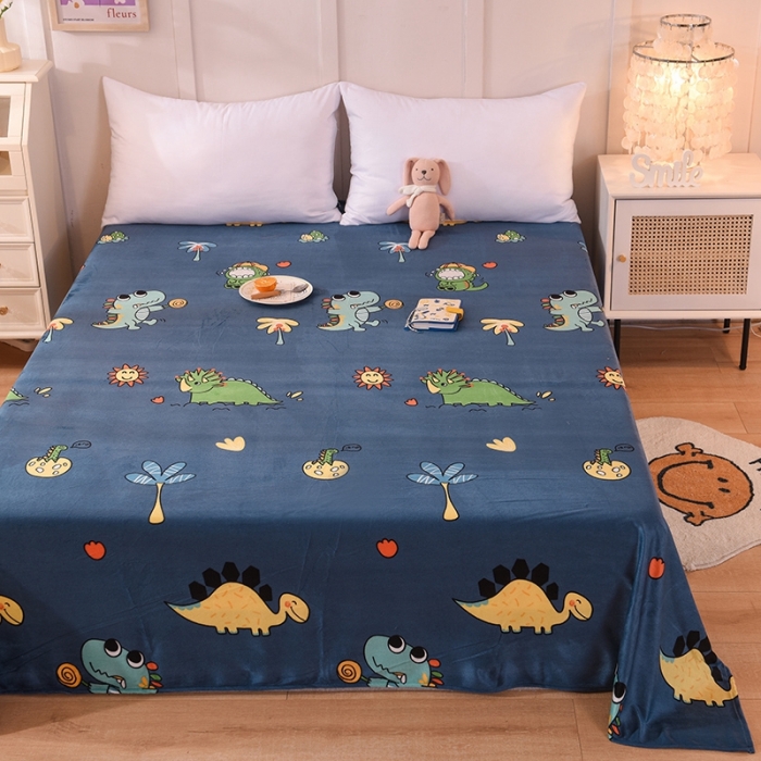 91家纺网 家纺一手货源 找家纺 甜之梦 2025新款水晶绒单品床单 呆萌恐龙