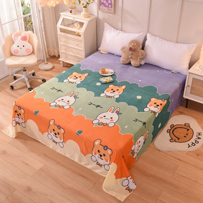 91家纺网 家纺一手货源 找家纺 甜之梦 2025新款水晶绒单品床单 动物家族