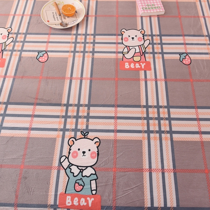 91家纺网 家纺一手货源 找家纺 甜之梦 2025新款水晶绒单品床单 格子萌熊