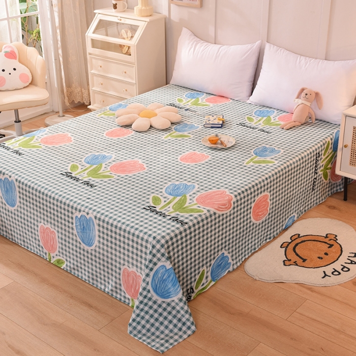 91家纺网 家纺一手货源 找家纺 甜之梦 2025新款水晶绒单品床单 格子三瓣花