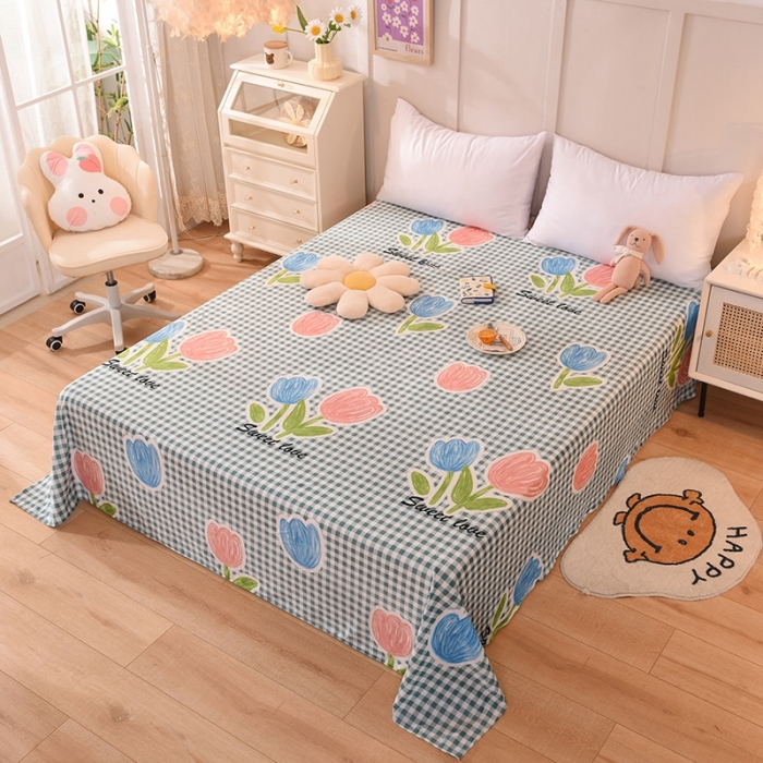 91家纺网 家纺一手货源 找家纺 甜之梦 2025新款水晶绒单品床单 格子三瓣花