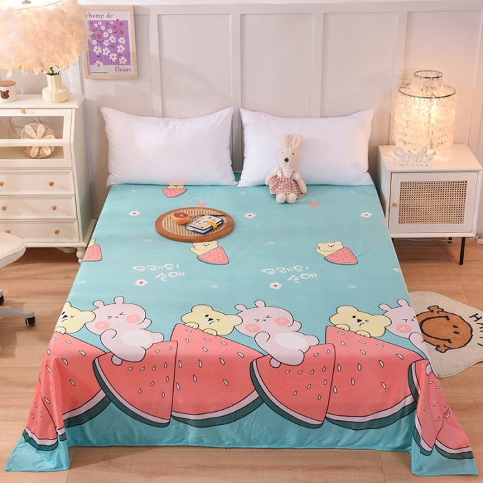 91家纺网 家纺一手货源 找家纺 甜之梦 2025新款水晶绒单品床单 西瓜熊