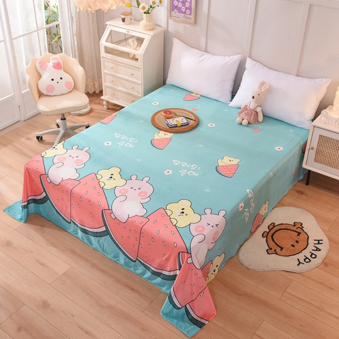 91家纺网 家纺一手货源 找家纺 甜之梦 2025新款水晶绒单品床单 西瓜熊