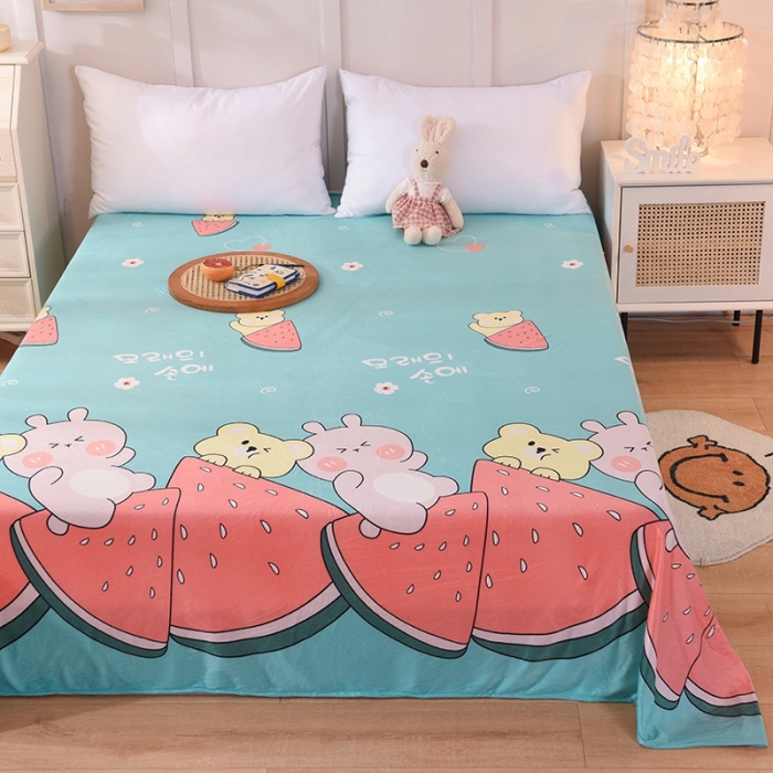 91家纺网 家纺一手货源 找家纺 甜之梦 2025新款水晶绒单品床单 西瓜熊