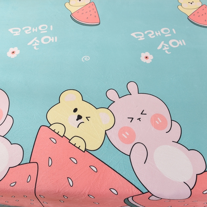 91家纺网 家纺一手货源 找家纺 甜之梦 2025新款水晶绒单品床单 西瓜熊