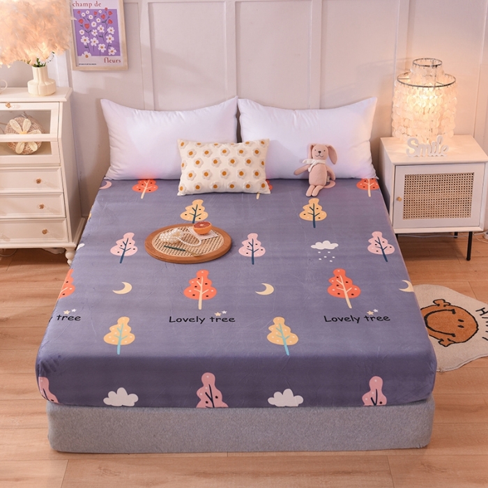 91家纺网 家纺一手货源 找家纺 甜之梦 2025新款水晶绒单品床笠 爱情树