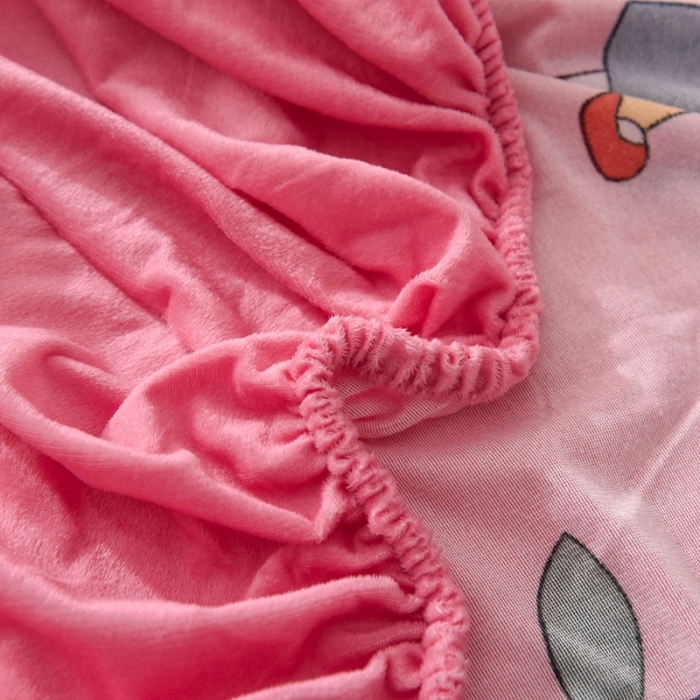 91家纺网 家纺一手货源 找家纺 甜之梦 2025新款水晶绒单品床笠 彩虹女孩