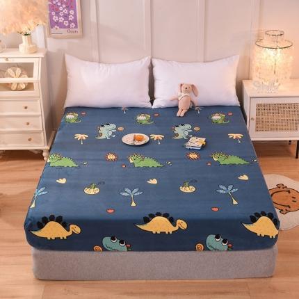 91家纺网 家纺一手货源 找家纺 甜之梦 2025新款水晶绒单品床笠 呆萌恐龙