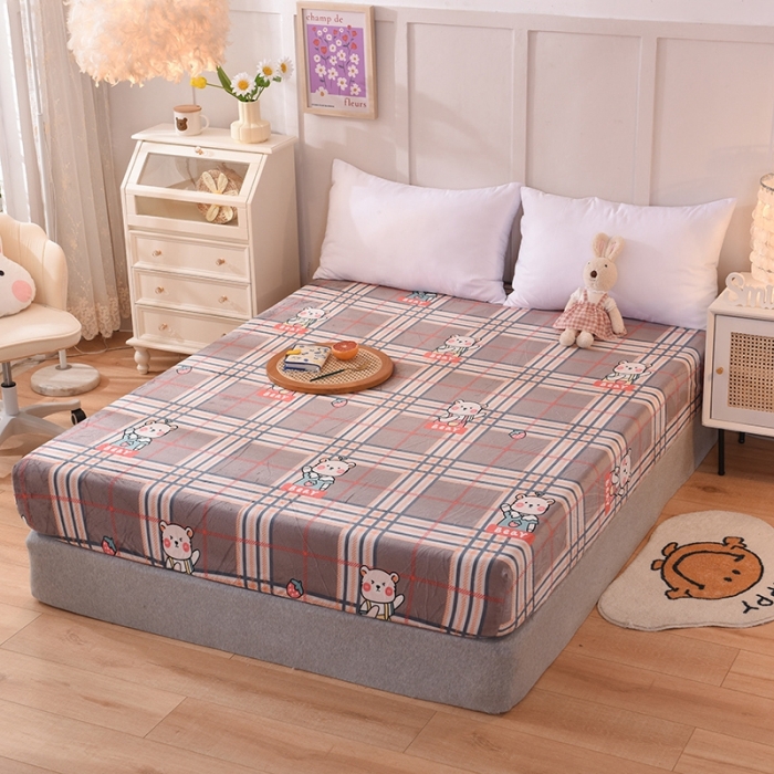 91家纺网 家纺一手货源 找家纺 甜之梦 2025新款水晶绒单品床笠 格子萌熊