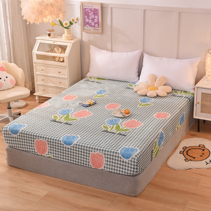 91家纺网 家纺一手货源 找家纺 甜之梦 2025新款水晶绒单品床笠 格子三瓣花