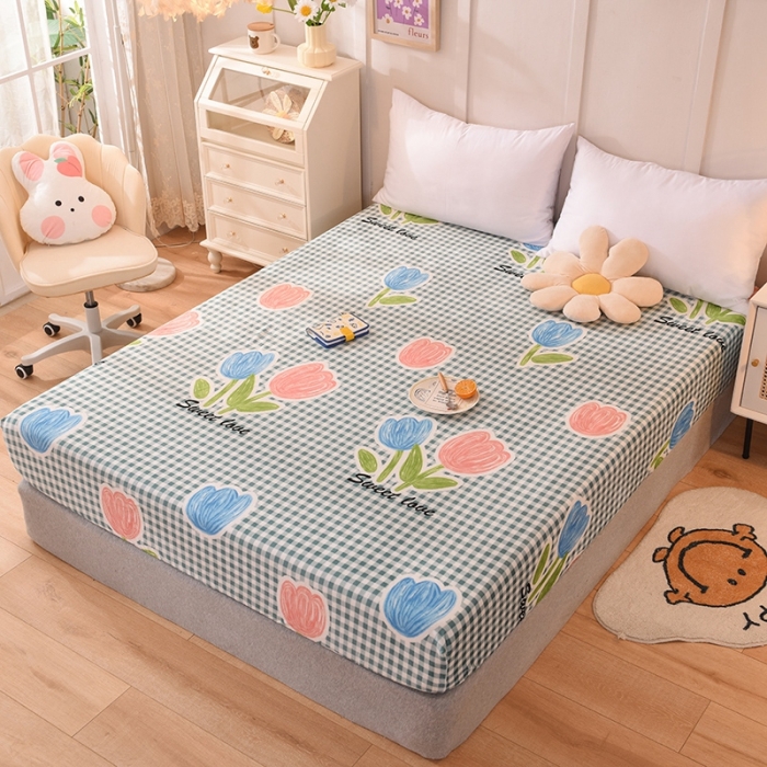 91家纺网 家纺一手货源 找家纺 甜之梦 2025新款水晶绒单品床笠 格子三瓣花