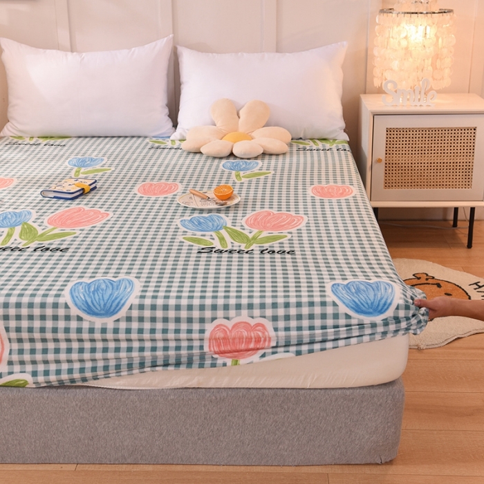 91家纺网 家纺一手货源 找家纺 甜之梦 2025新款水晶绒单品床笠 格子三瓣花