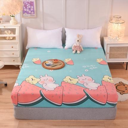 91家纺网 家纺一手货源 找家纺 甜之梦 2025新款水晶绒单品床笠 西瓜熊