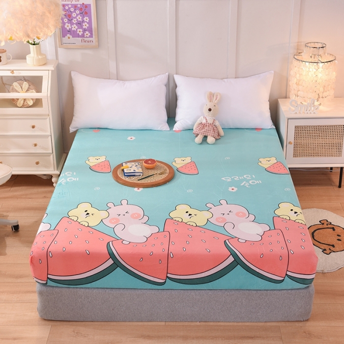 91家纺网 家纺一手货源 找家纺 甜之梦 2025新款水晶绒单品床笠 西瓜熊