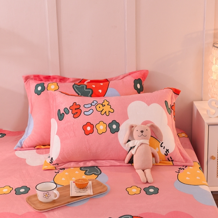 91家纺网 家纺一手货源 找家纺 甜之梦 2025新款水晶绒单品整套一对 草莓格