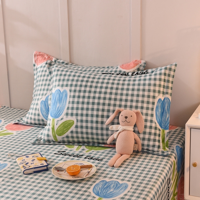 91家纺网 家纺一手货源 找家纺 甜之梦 2025新款水晶绒单品整套一对 格子三瓣花