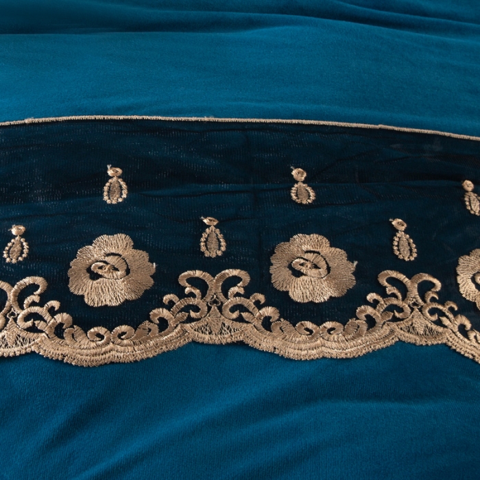 91家纺网 家纺一手货源 找家纺 能好家纺2021新款水晶绒夹棉床裙三件套 月光蓝