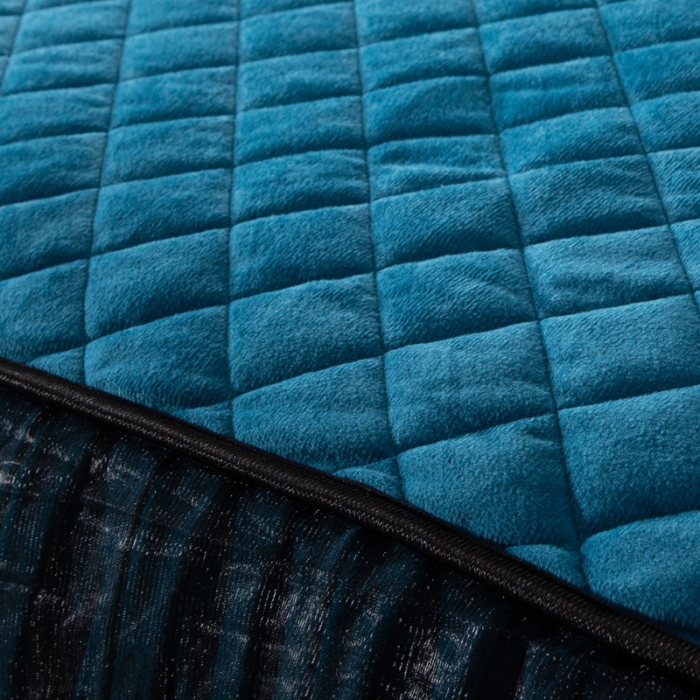 91家纺网 家纺一手货源 找家纺 能好家纺2021新款水晶绒夹棉床裙三件套 月光蓝