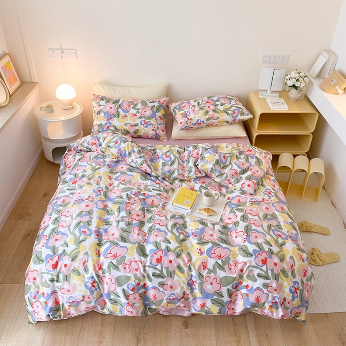 91家纺网 家纺一手货源 找家纺 2021窝米秋冬新品13070全棉四件套 粉桃桃