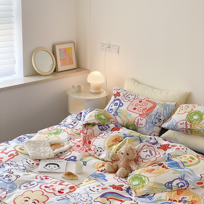 91家纺网 家纺一手货源 找家纺 2021窝米秋冬新品13070全棉四件套 脸蛋儿