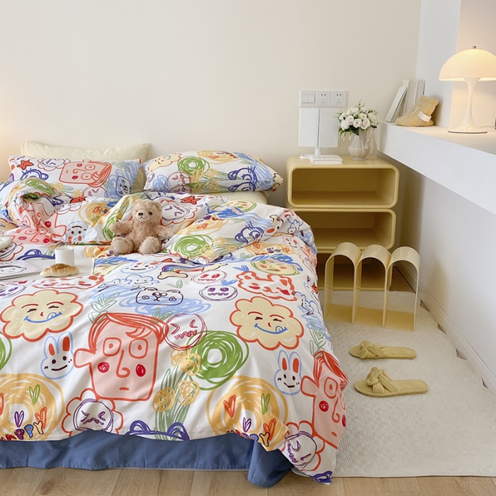 91家纺网 家纺一手货源 找家纺 2021窝米秋冬新品13070全棉四件套 脸蛋儿