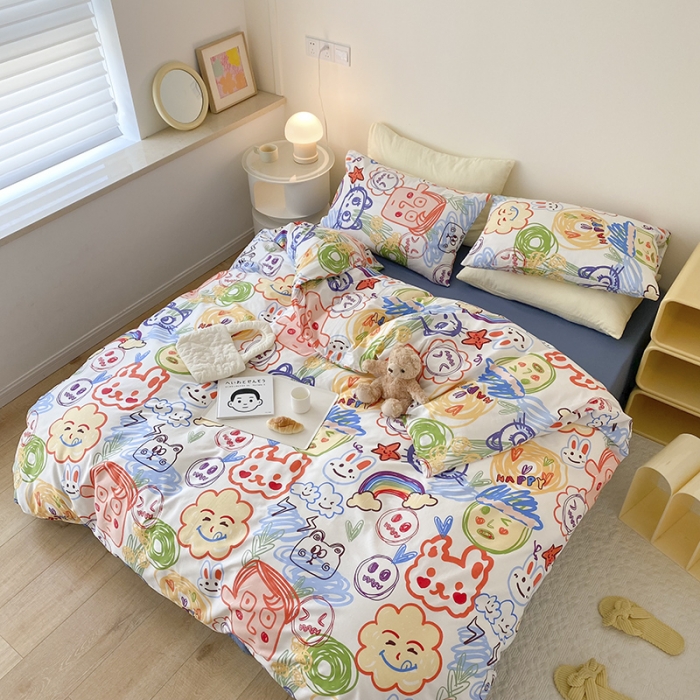 91家纺网 家纺一手货源 找家纺 2021窝米秋冬新品13070全棉四件套 脸蛋儿