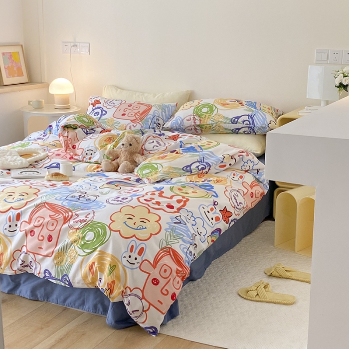 91家纺网 家纺一手货源 找家纺 2021窝米秋冬新品13070全棉四件套 脸蛋儿