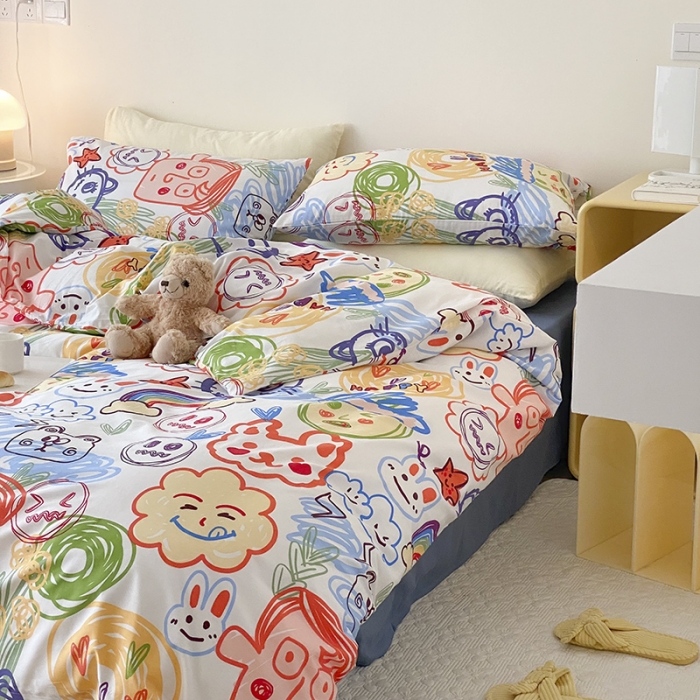 91家纺网 家纺一手货源 找家纺 2021窝米秋冬新品13070全棉四件套 脸蛋儿