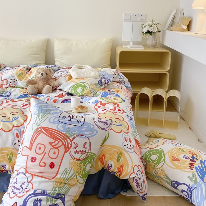 91家纺网 家纺一手货源 找家纺 2021窝米秋冬新品13070全棉四件套 脸蛋儿