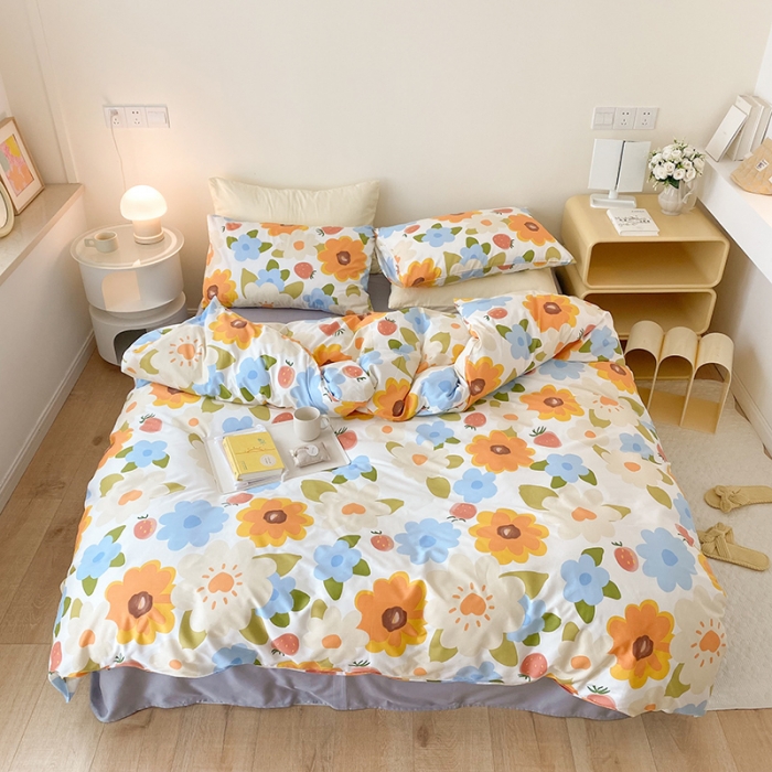 91家纺网 家纺一手货源 找家纺 2021窝米秋冬新品13070全棉四件套 太阳花