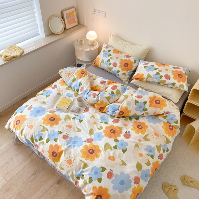 91家纺网 家纺一手货源 找家纺 2021窝米秋冬新品13070全棉四件套 太阳花