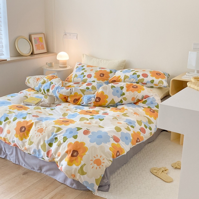 91家纺网 家纺一手货源 找家纺 2021窝米秋冬新品13070全棉四件套 太阳花