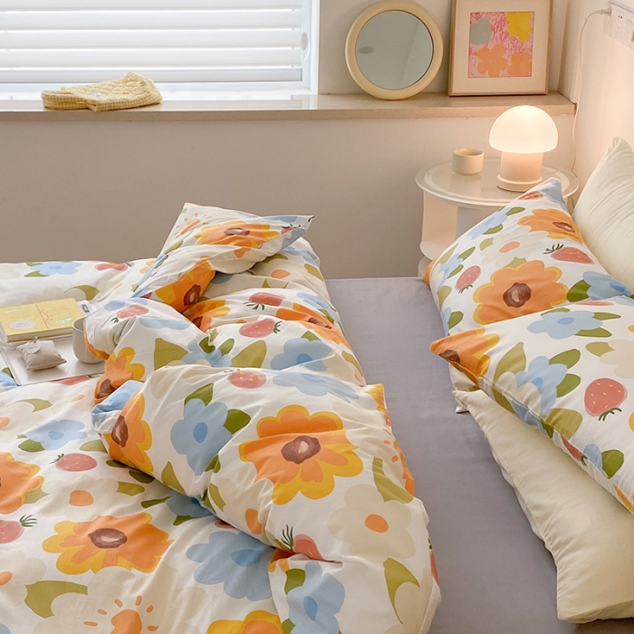 91家纺网 家纺一手货源 找家纺 2021窝米秋冬新品13070全棉四件套 太阳花