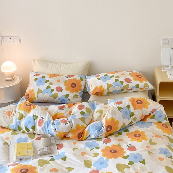 91家纺网 家纺一手货源 找家纺 2021窝米秋冬新品13070全棉四件套 太阳花