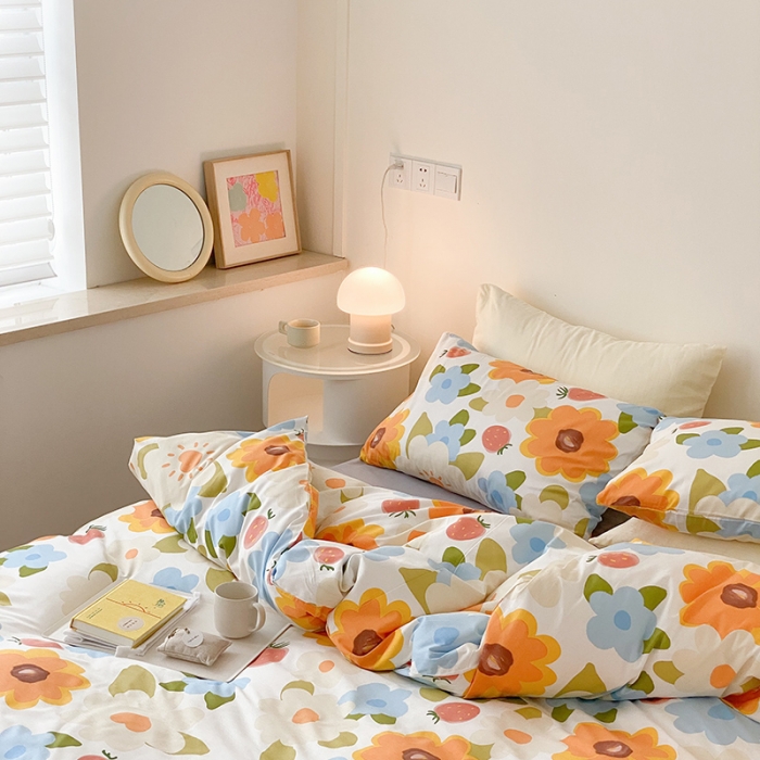 91家纺网 家纺一手货源 找家纺 2021窝米秋冬新品13070全棉四件套 太阳花