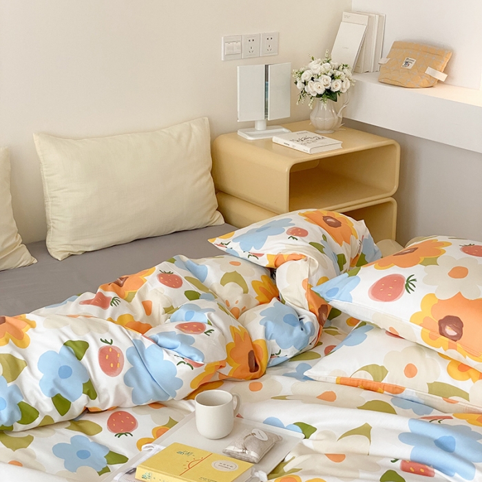 91家纺网 家纺一手货源 找家纺 2021窝米秋冬新品13070全棉四件套 太阳花