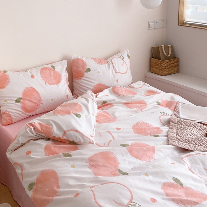 91家纺网 家纺一手货源 找家纺 2021窝米秋冬新品13070全棉四件套 桃桃子