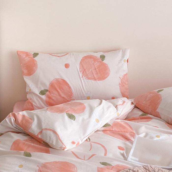 91家纺网 家纺一手货源 找家纺 2021窝米秋冬新品13070全棉四件套 桃桃子