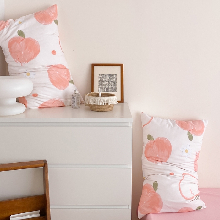 91家纺网 家纺一手货源 找家纺 2021窝米秋冬新品13070全棉四件套 桃桃子