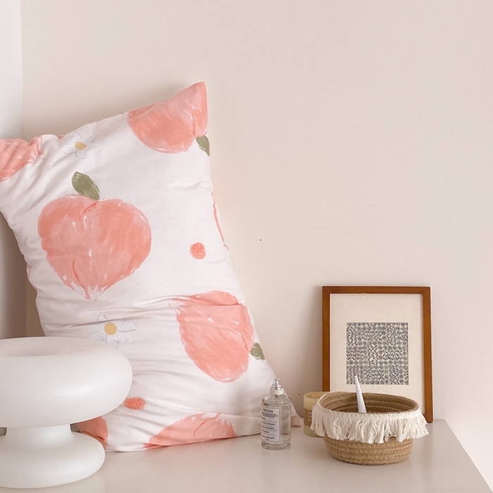 91家纺网 家纺一手货源 找家纺 2021窝米秋冬新品13070全棉四件套 桃桃子